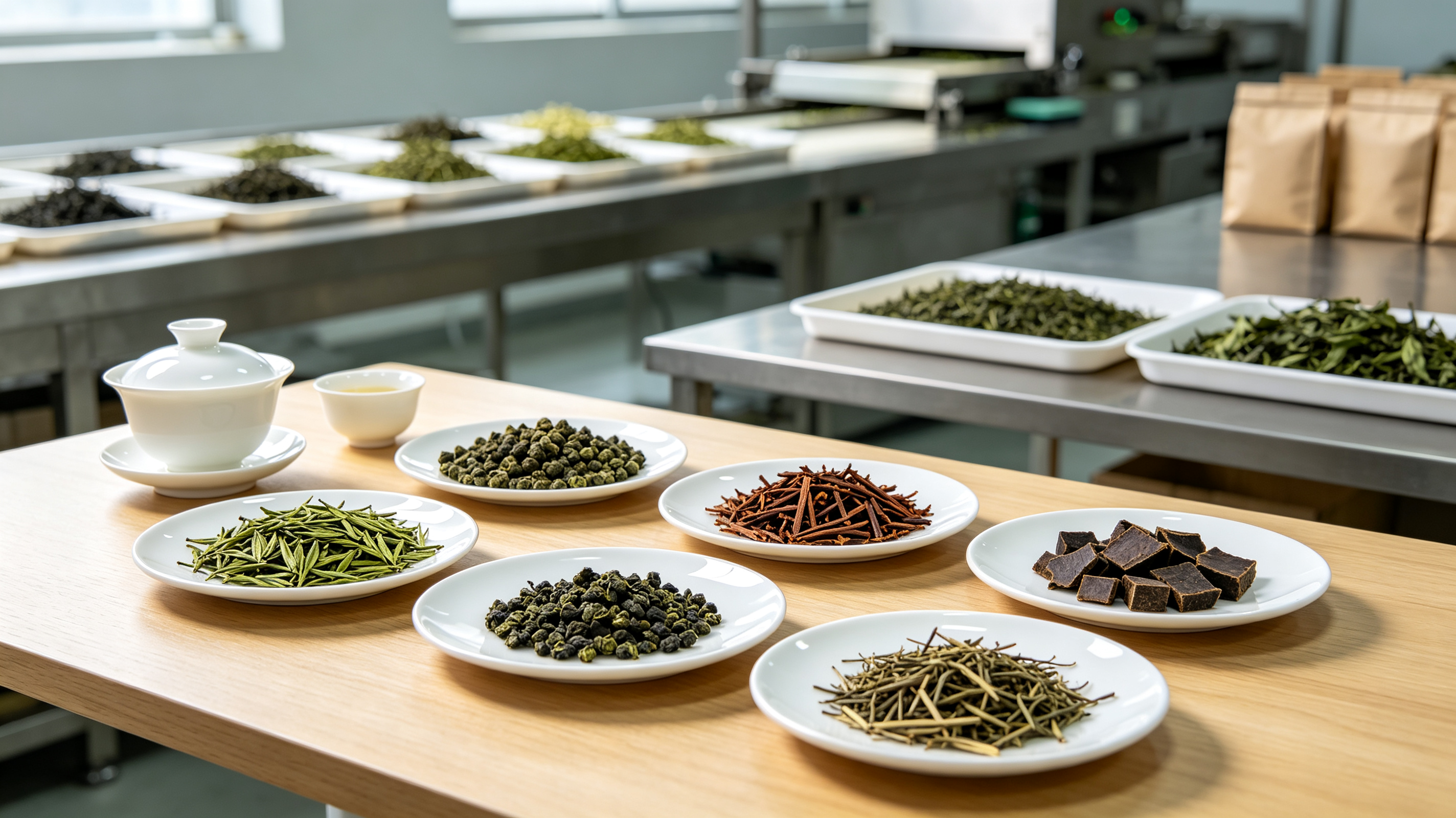 Tea manufacturing and supply process scene